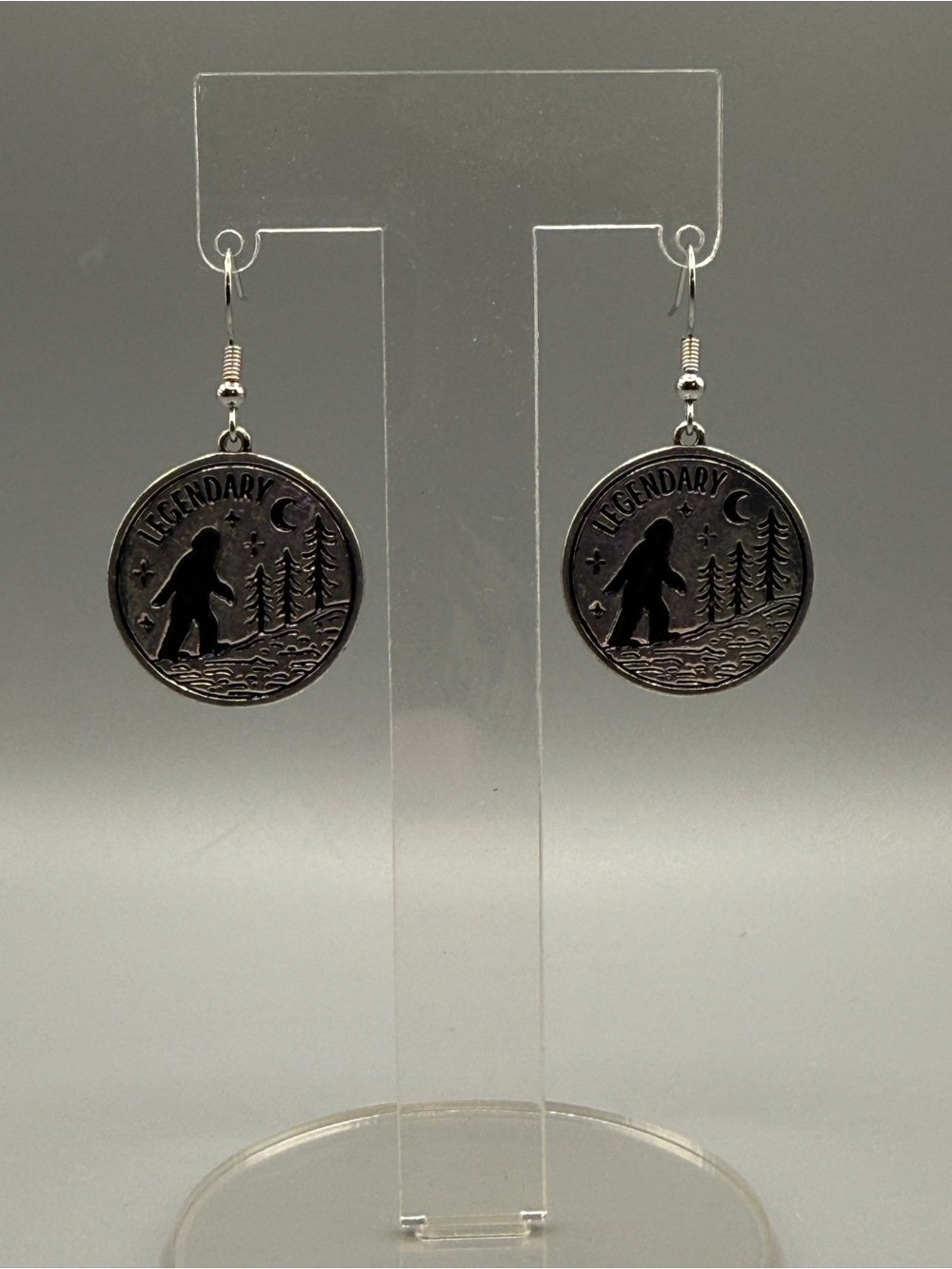 Legendary Sasquatch Silver-Tone Drop Earrings - Handmade #E0486C